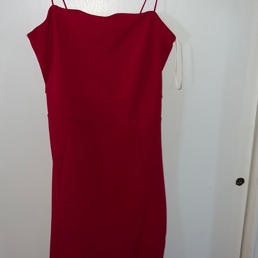 Red body con dress
